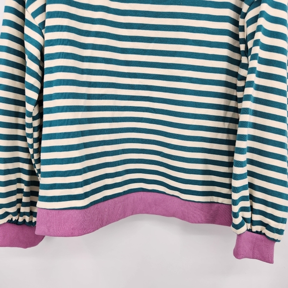 Amazon Classic Striped Oversized Crewneck Sweatshirt Womens Size 2XL NWT Green - Picture 3 of 7
